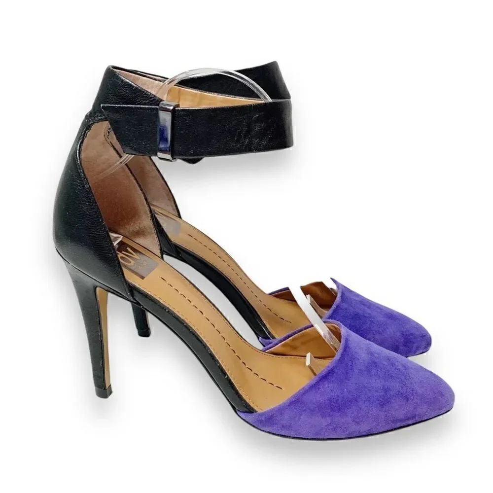 Dolce Vita DV Blue Suede Black Ankle Strap D’Orsay High Heels Women’s Size 9.5